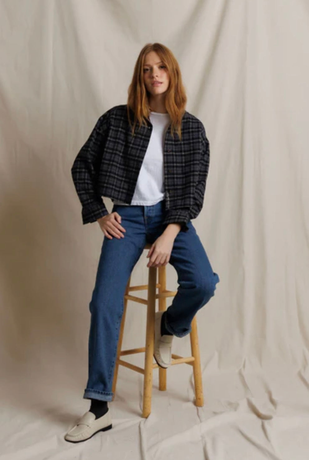 Perfect White Tee Tate Plaid Button Down