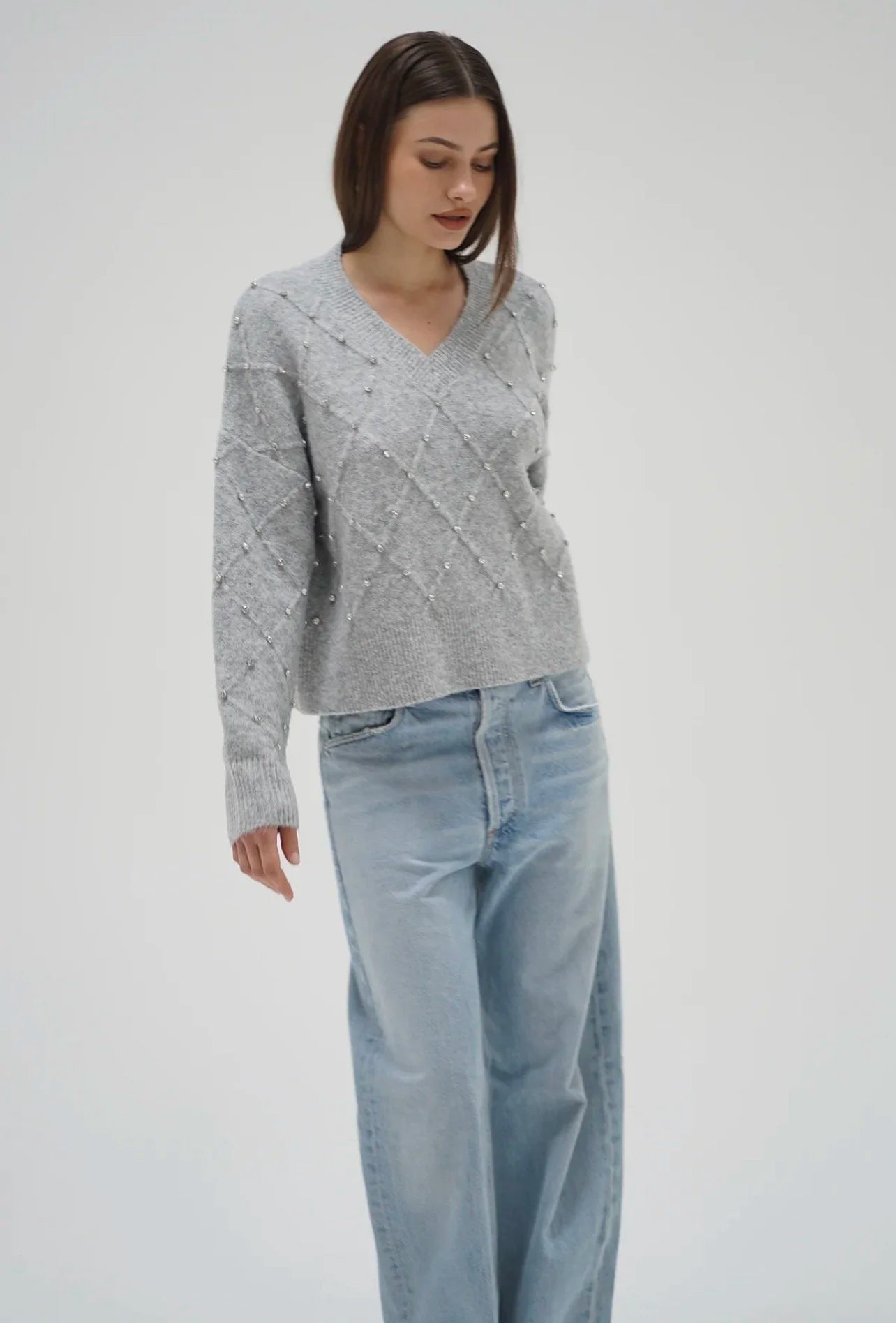 LNA Noma Rhinestone Sweater
