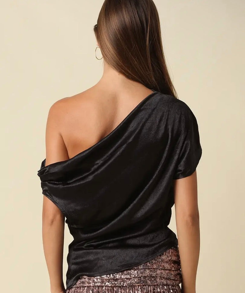 Sally Satin One Shoulder Top
