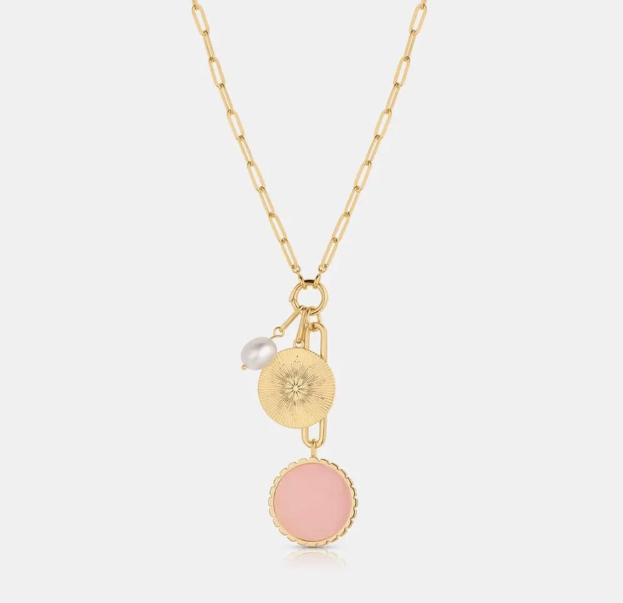 Thatch Solario Sundial Pink Jade Necklace