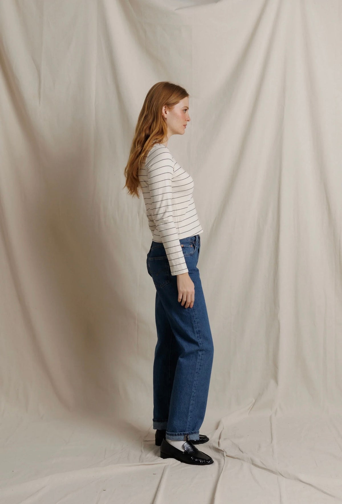 Perfect White Tee Lisa Stripe Long Sleeve