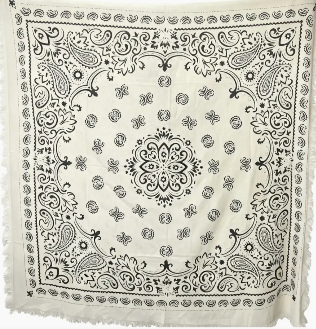 Oversized Square Bandana Print Scarf