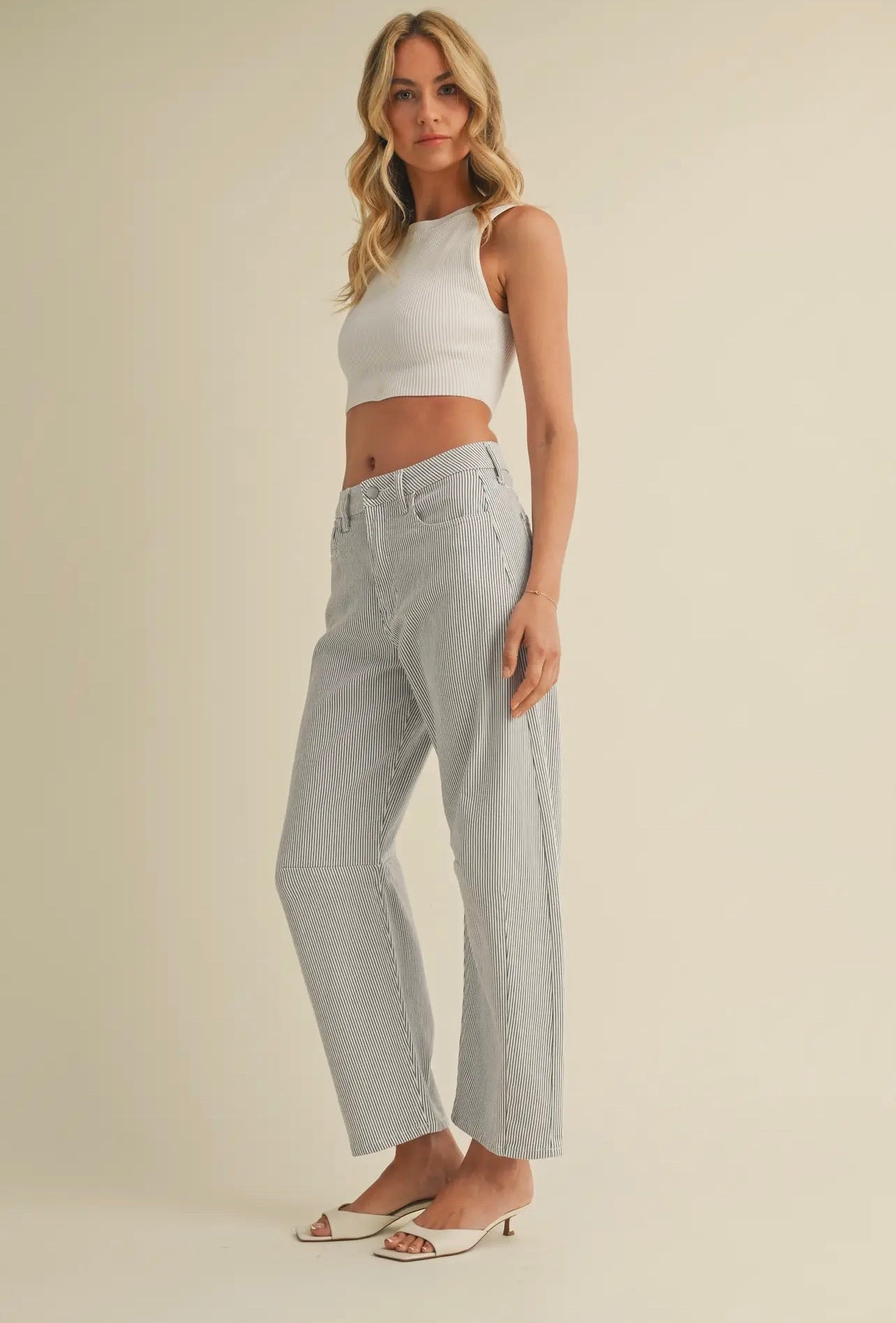 JBD Sutton Stripe Barrel Jean