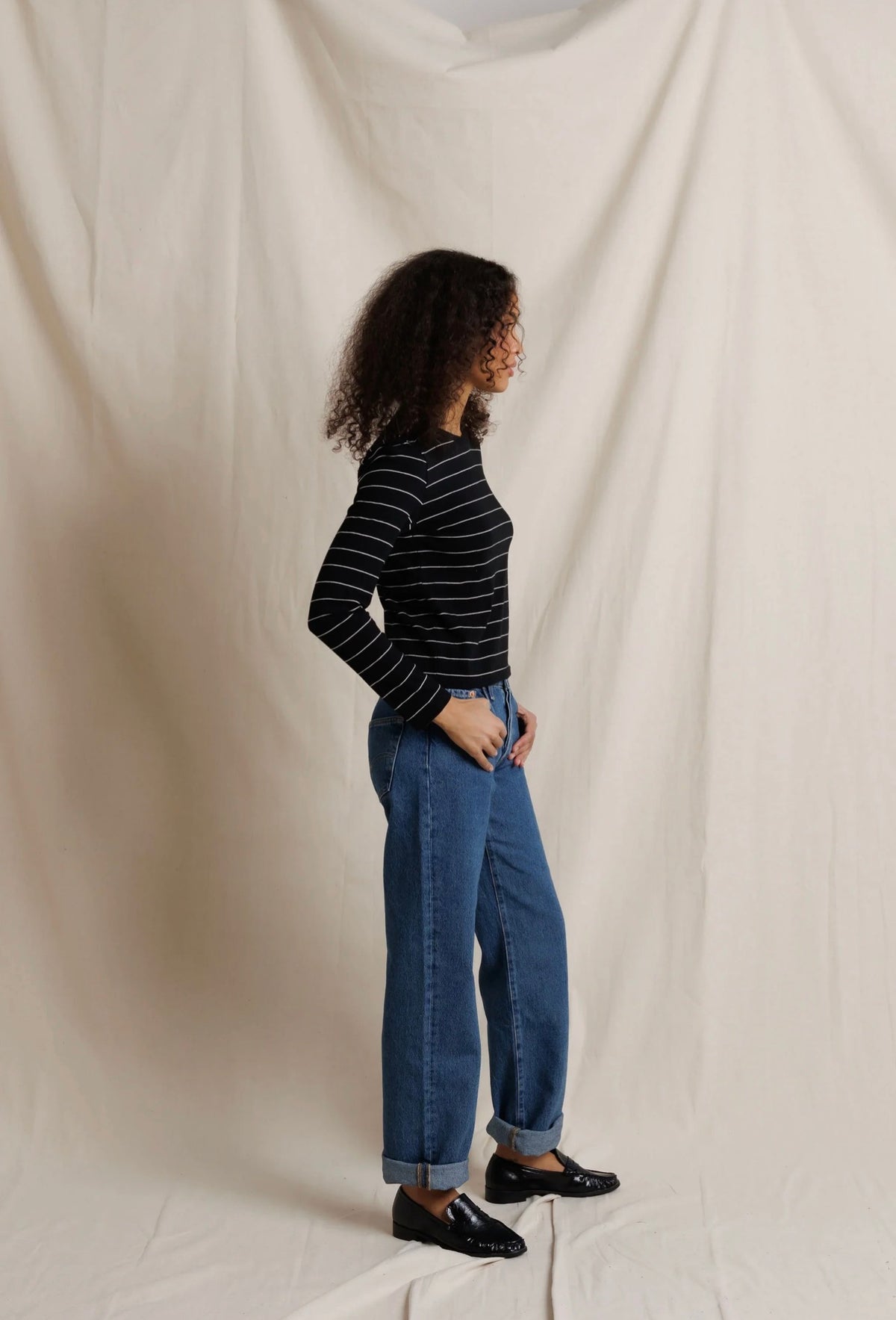 Perfect White Tee Lisa Stripe Long Sleeve