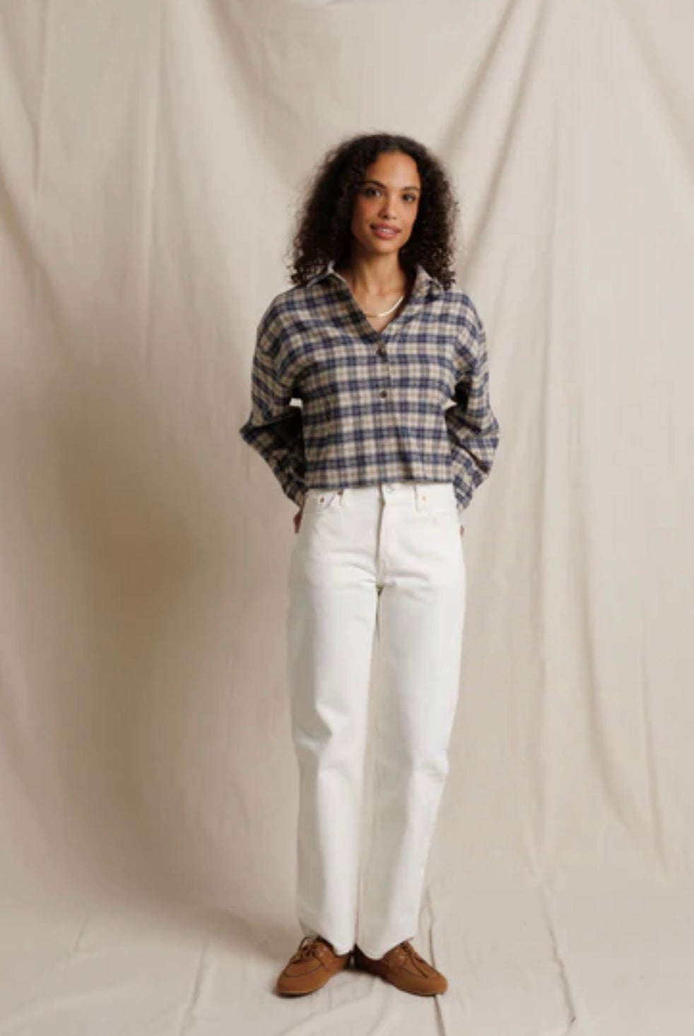 Perfect White Tee Tate Plaid Button Down