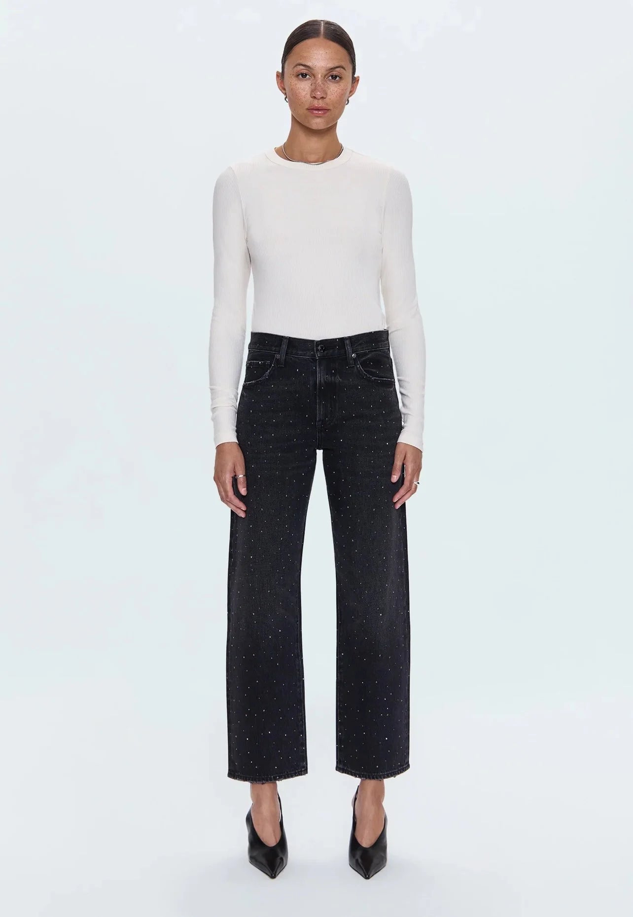 Pistola Lexi Mid Rise Bowed Straight Leg