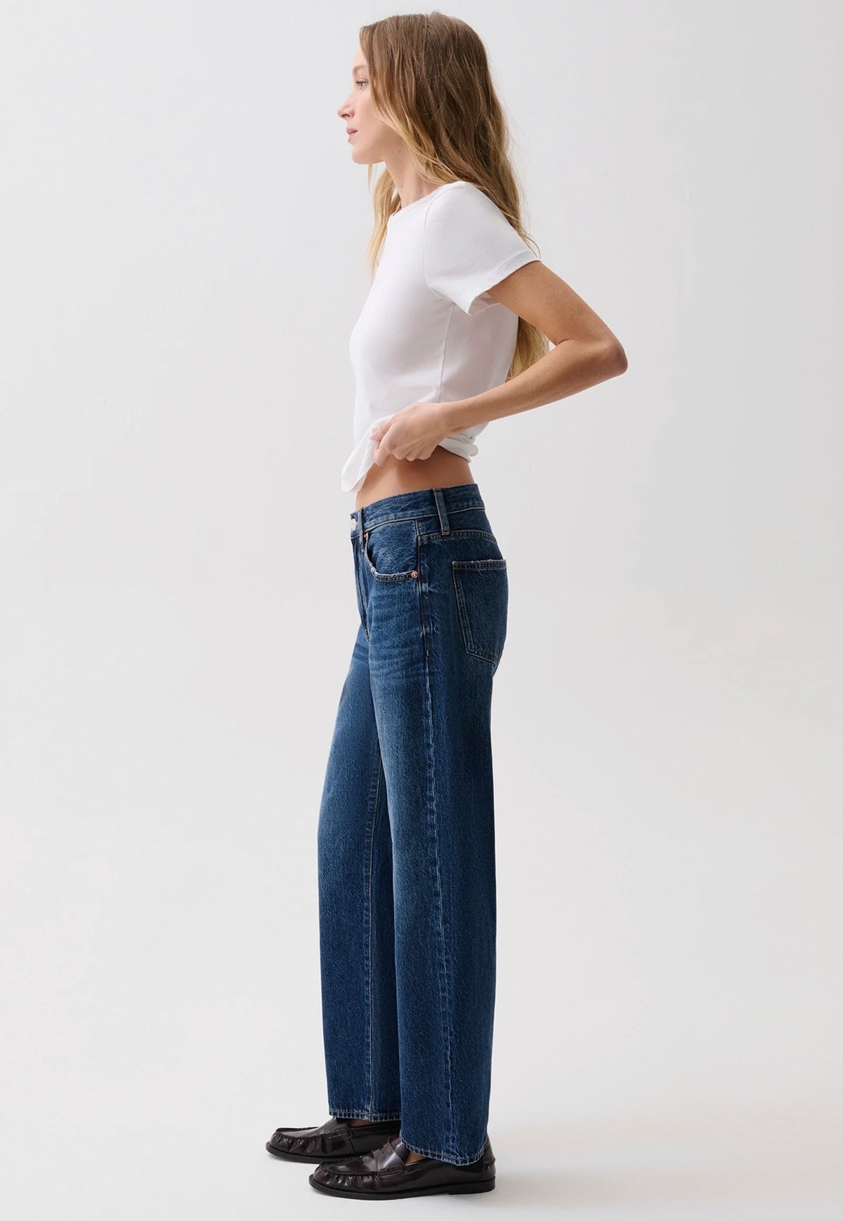 Pistola Lexi Mid Rise Bowed Straight Leg