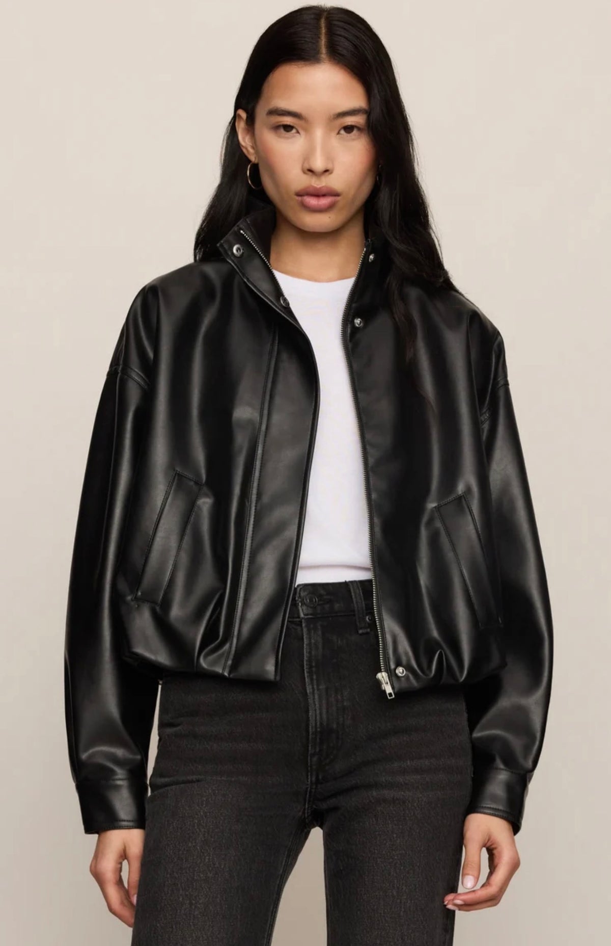 Z Supply Corin Leather Bubble Hem Jacket