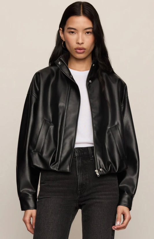 Z Supply Corin Leather Bubble Hem Jacket