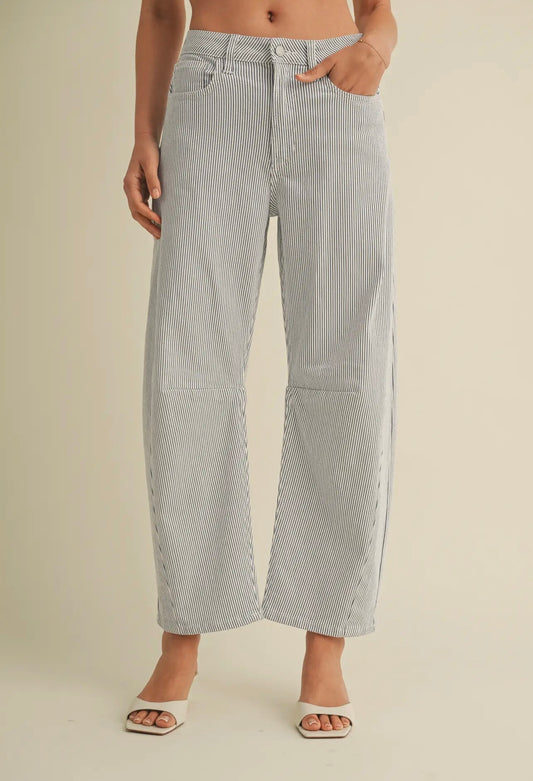 JBD Sutton Stripe Barrel Jean