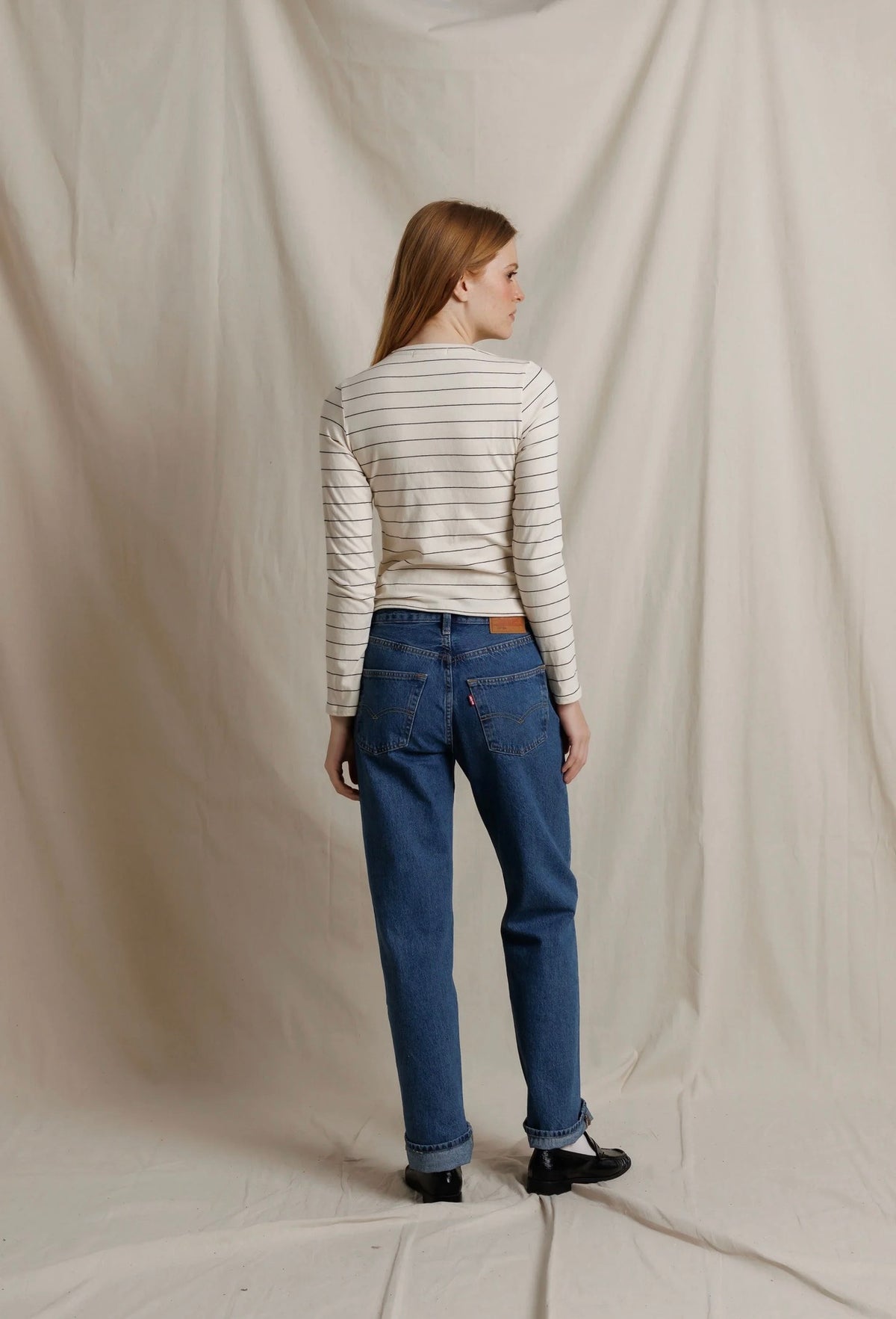 Perfect White Tee Lisa Stripe Long Sleeve