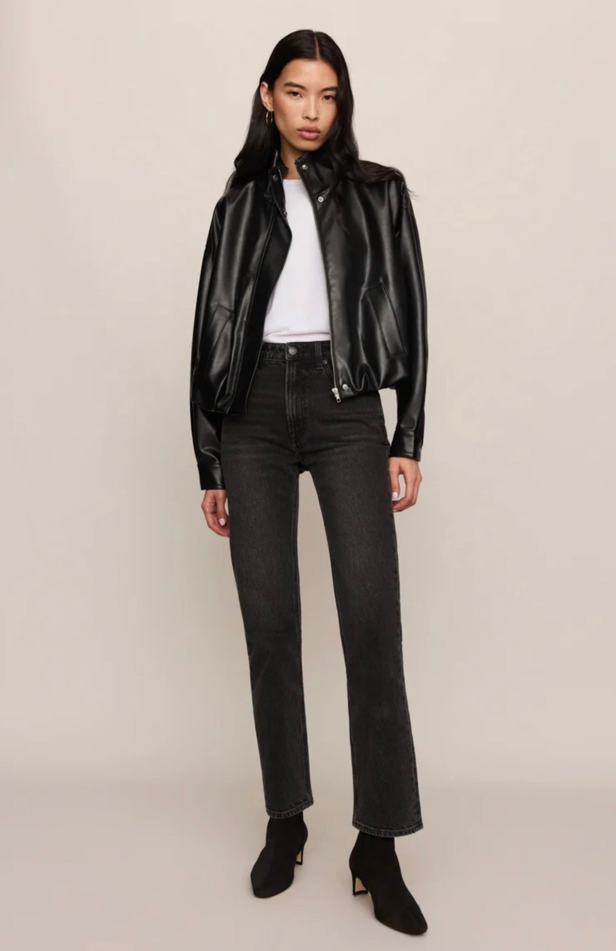 Z Supply Corin Leather Bubble Hem Jacket