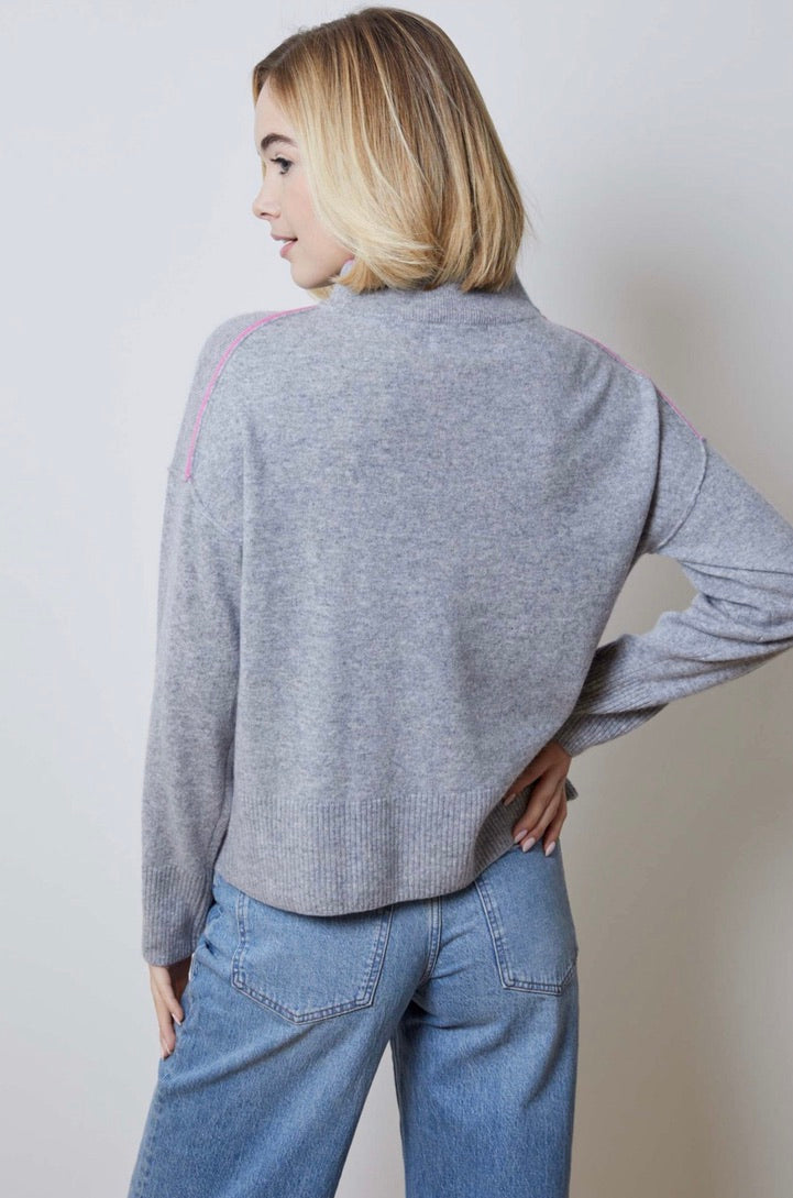 Design History Contrast Mock Sweater