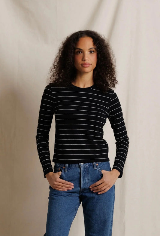 Perfect White Tee Lisa Stripe Long Sleeve