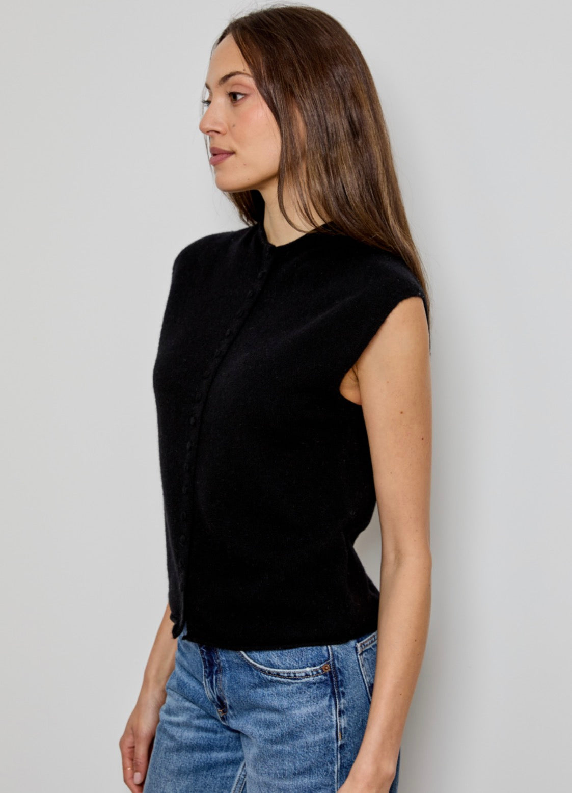Design History Mock Neck Vest Cardi