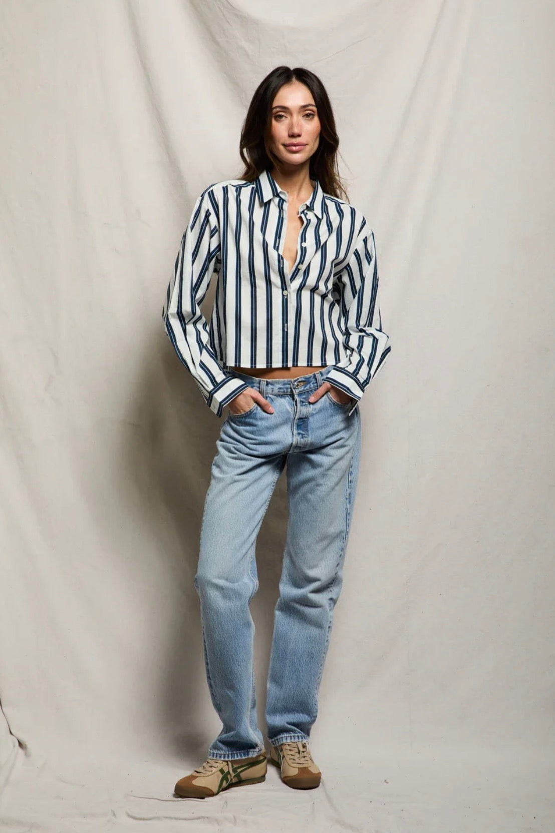 Perfect White Tee Naomi Button Up