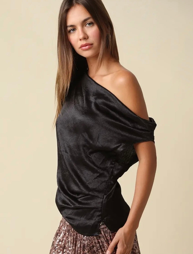 Sally Satin One Shoulder Top