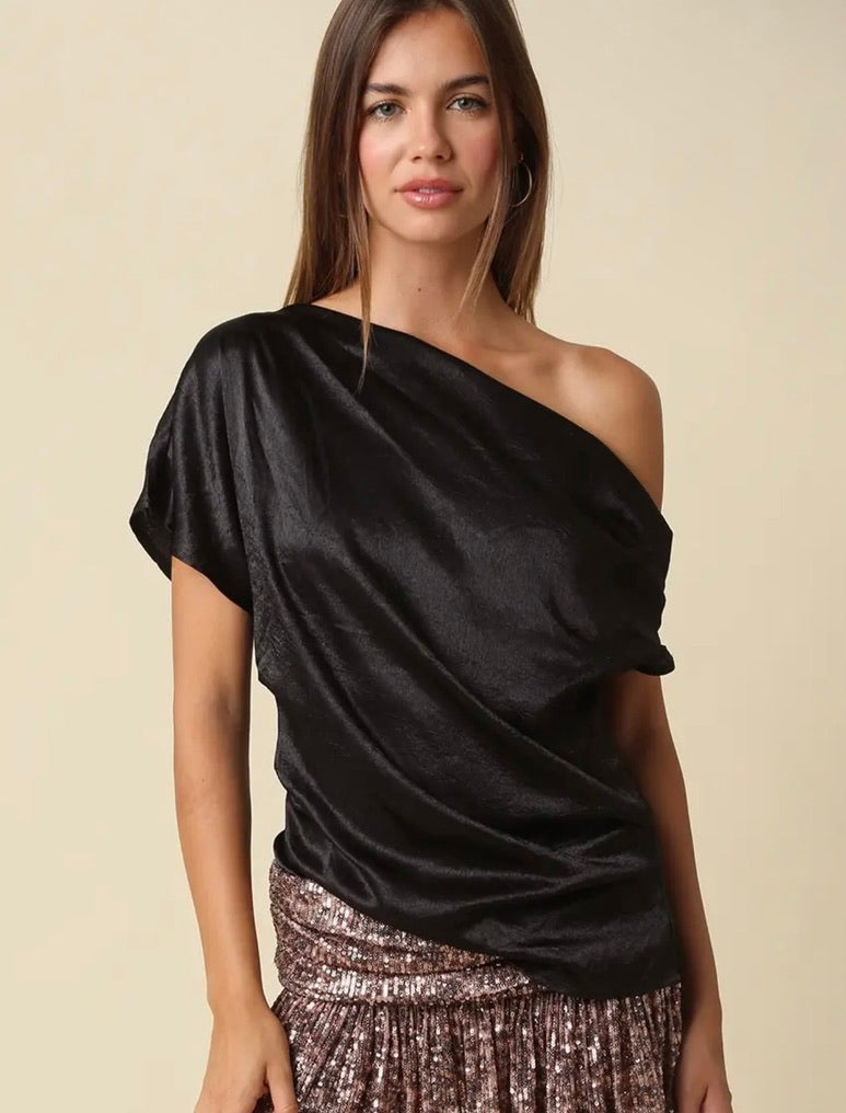 Sally Satin One Shoulder Top