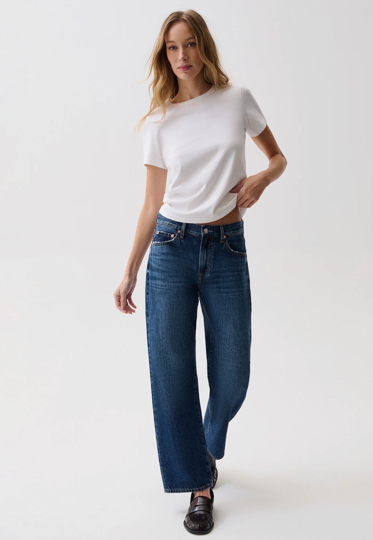 Pistola Lexi Mid Rise Bowed Straight Leg