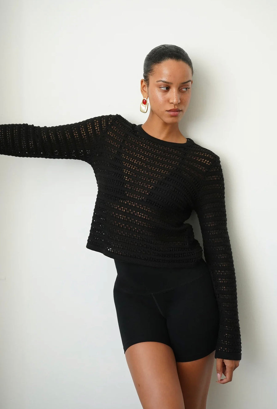 LNA Gwen Open Knit Top