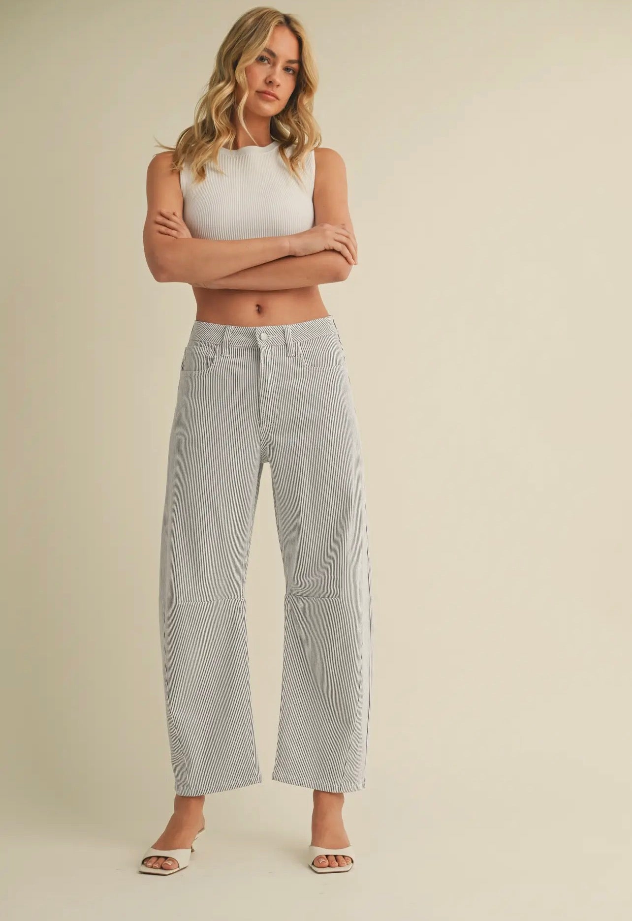 JBD Sutton Stripe Barrel Jean