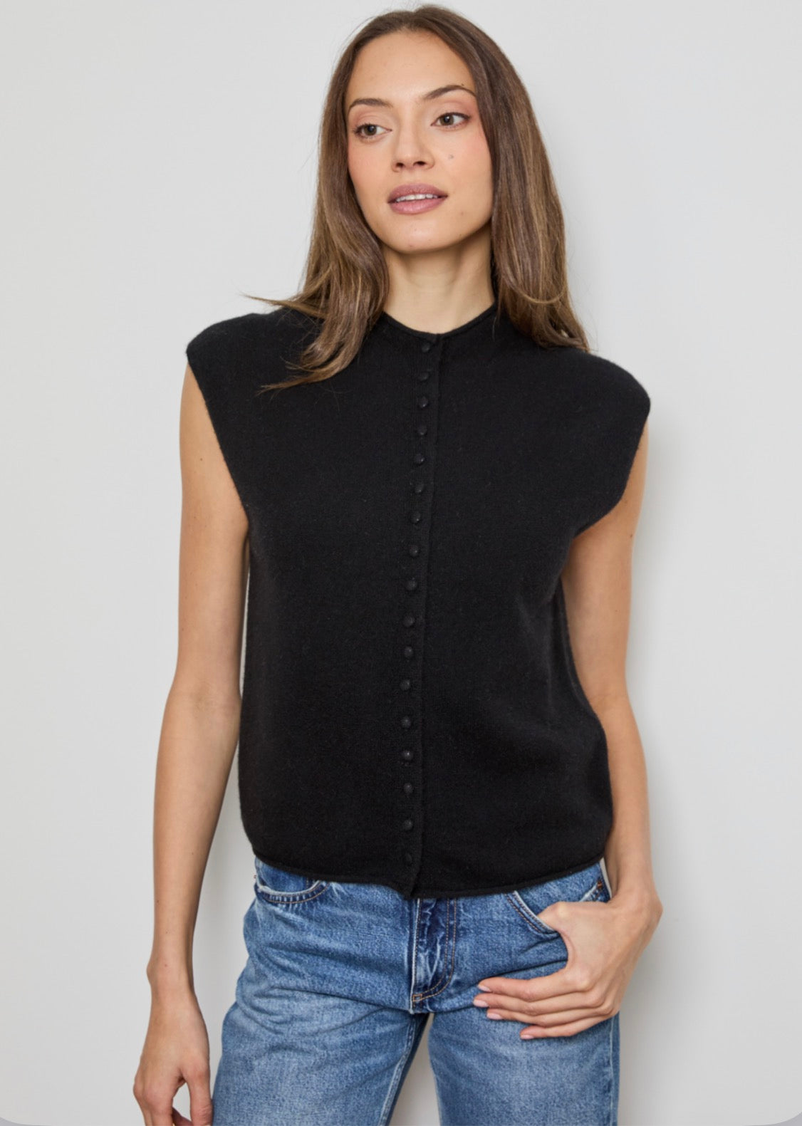 Design History Mock Neck Vest Cardi