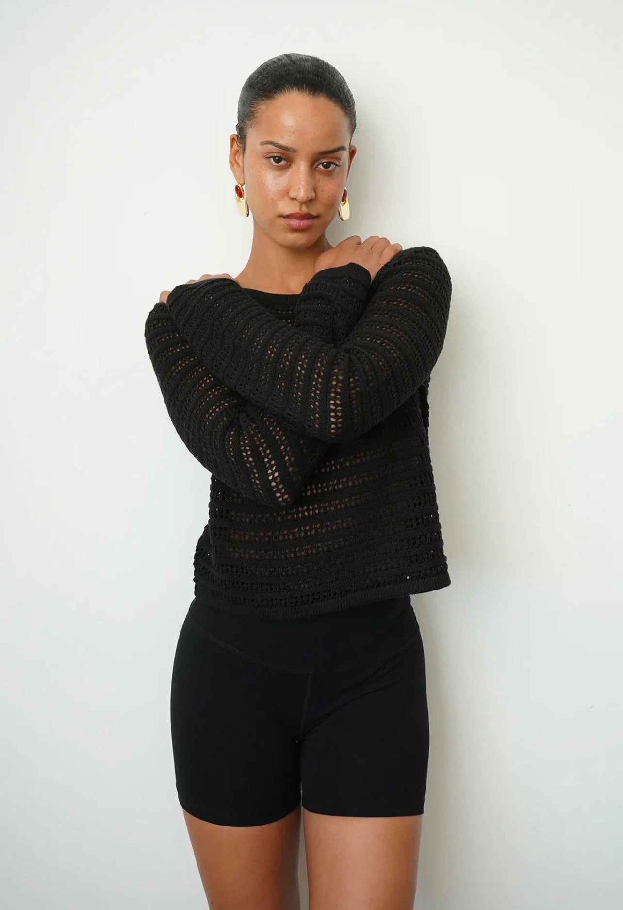 LNA Gwen Open Knit Top