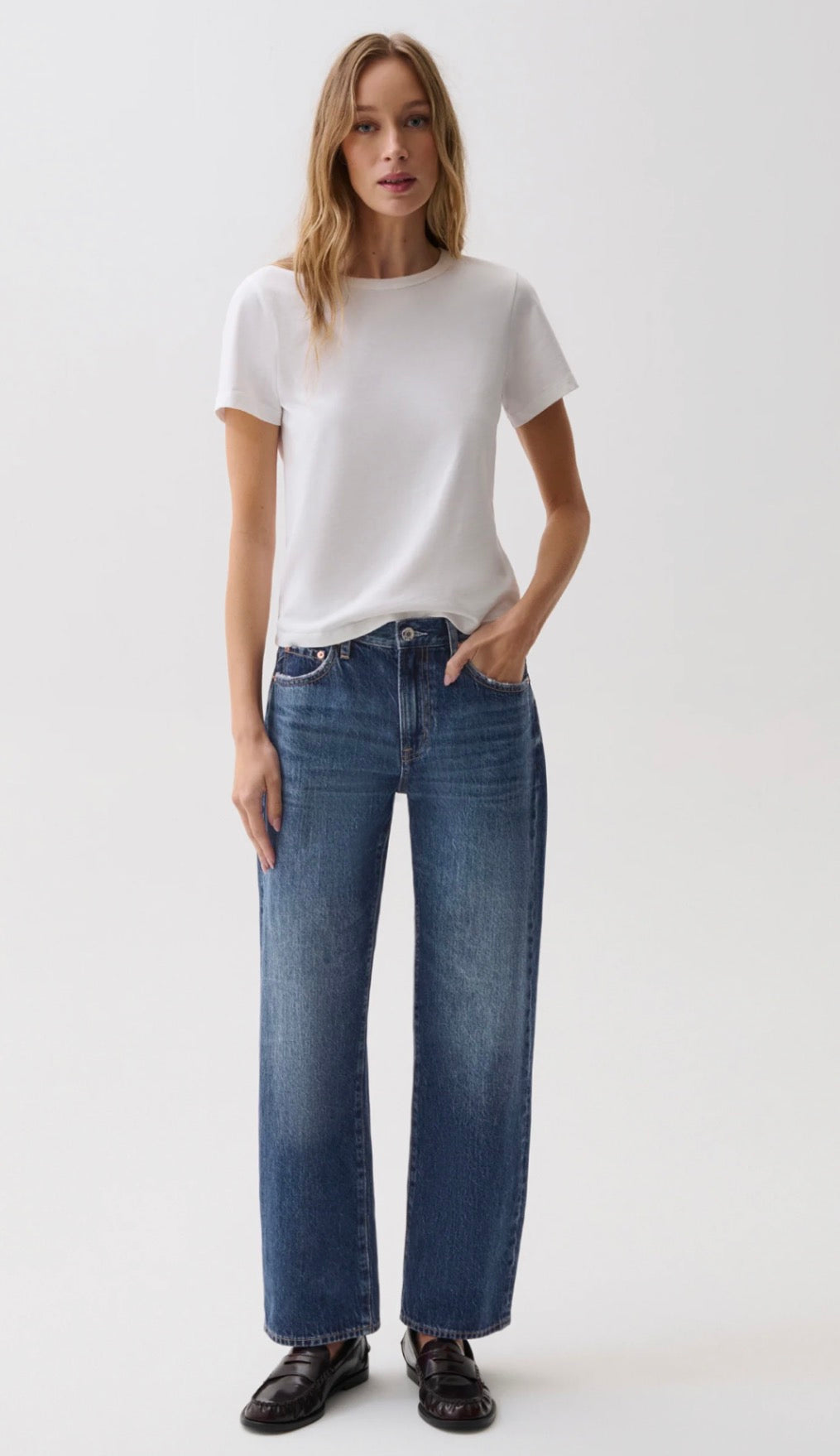 Pistola Lexi Mid Rise Bowed Straight Leg