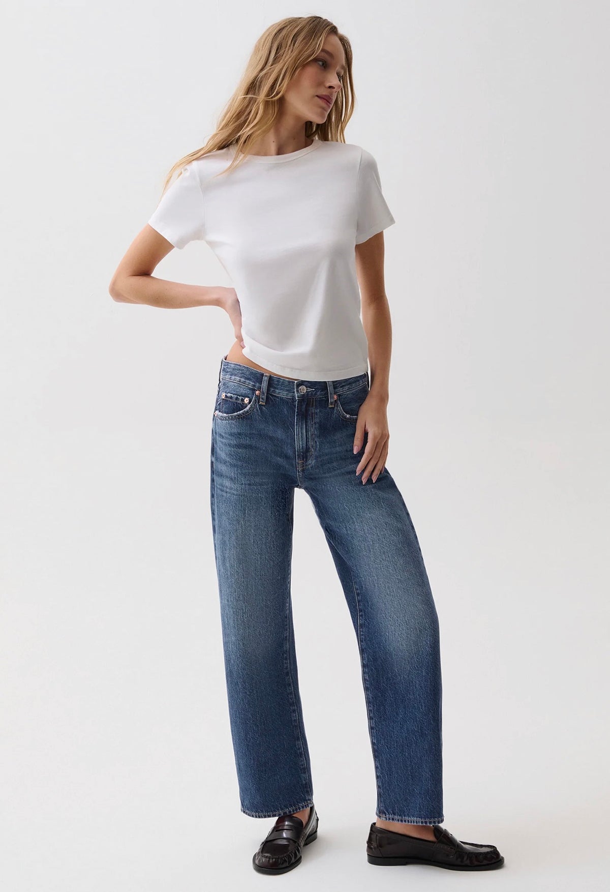 Pistola Lexi Mid Rise Bowed Straight Leg