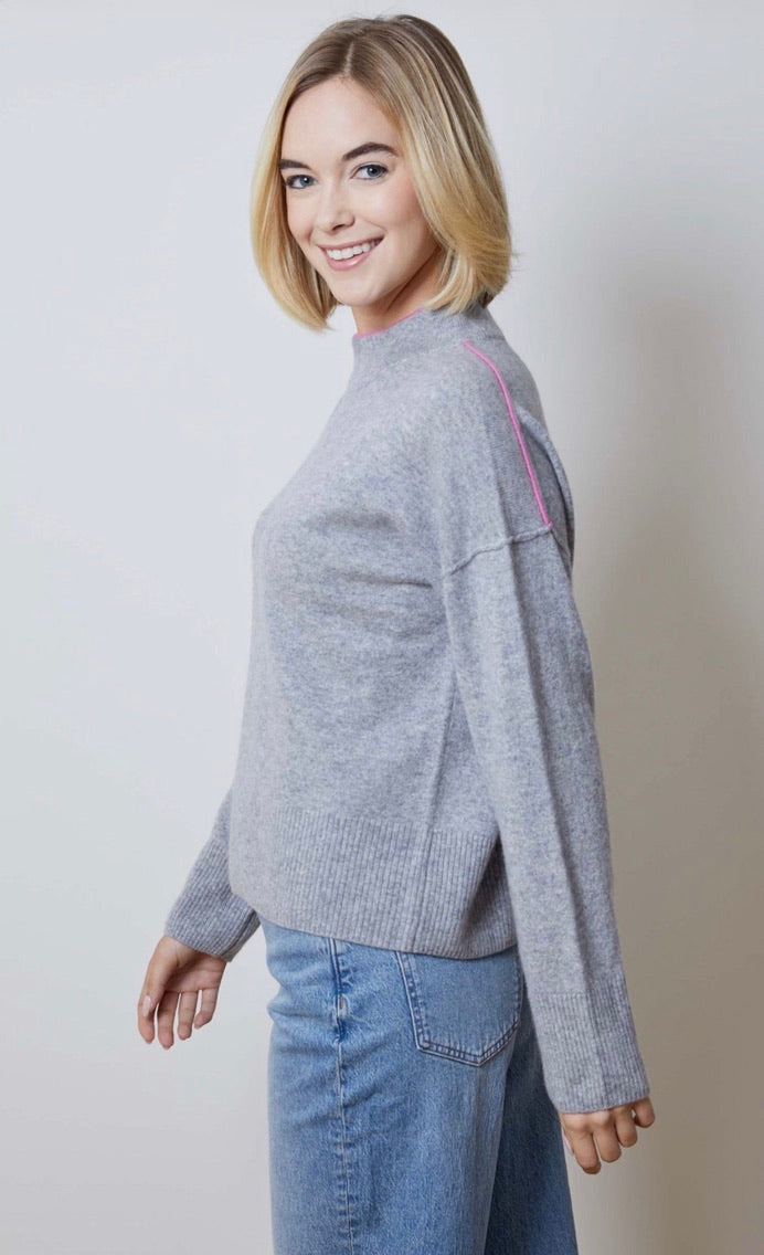 Design History Contrast Mock Sweater