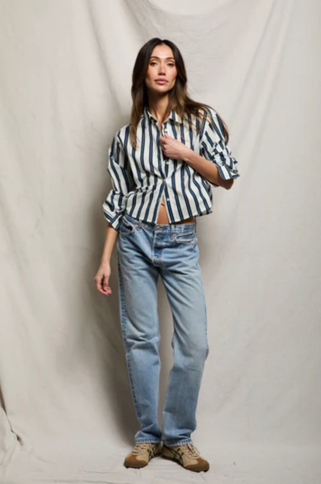 Perfect White Tee Naomi Button Up