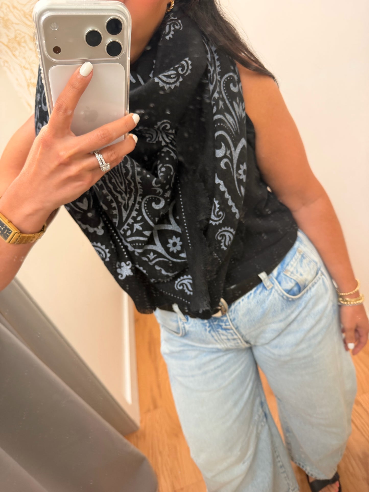 Oversized Square Bandana Print Scarf