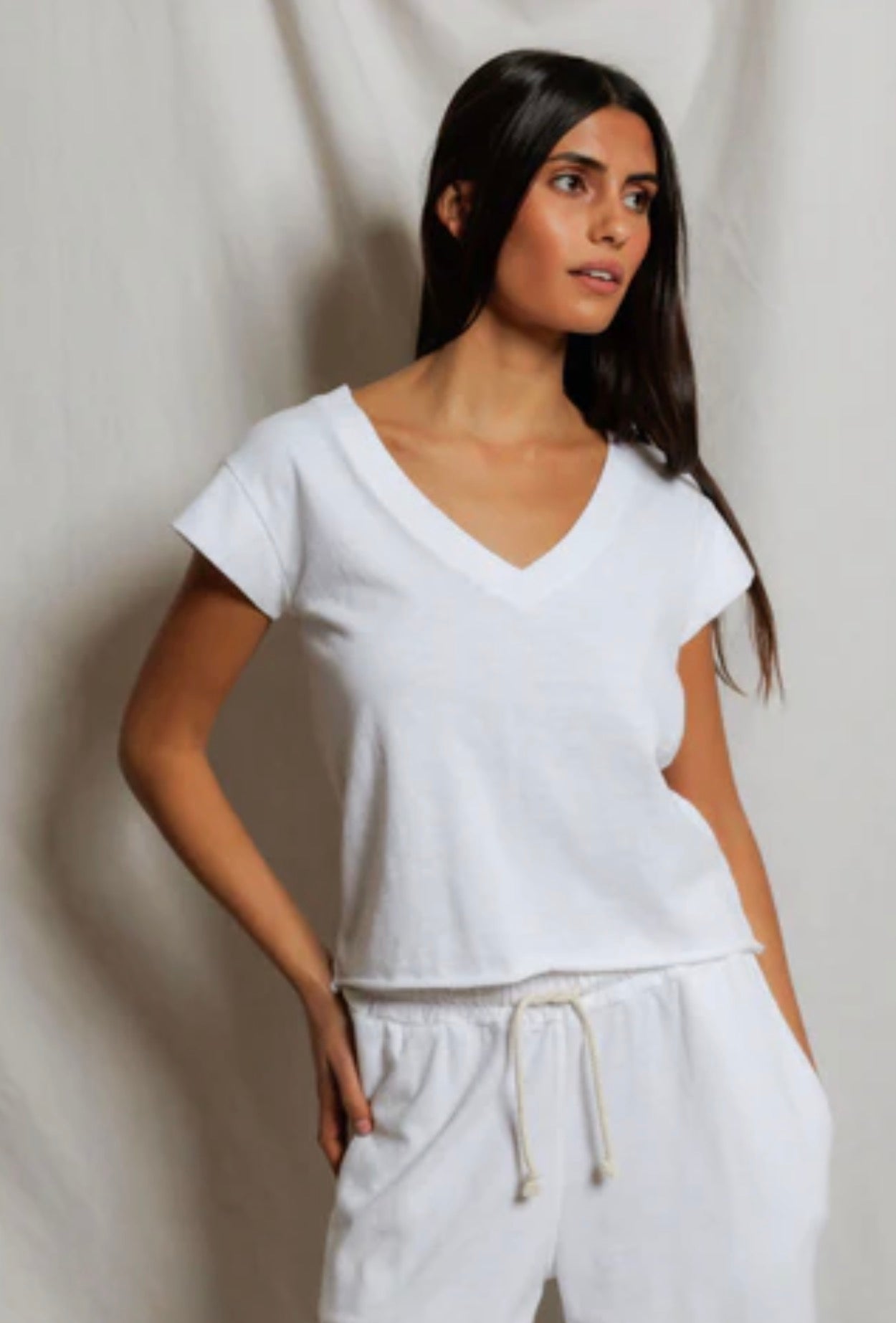Perfect White Tee Pearl Jersey V Neck