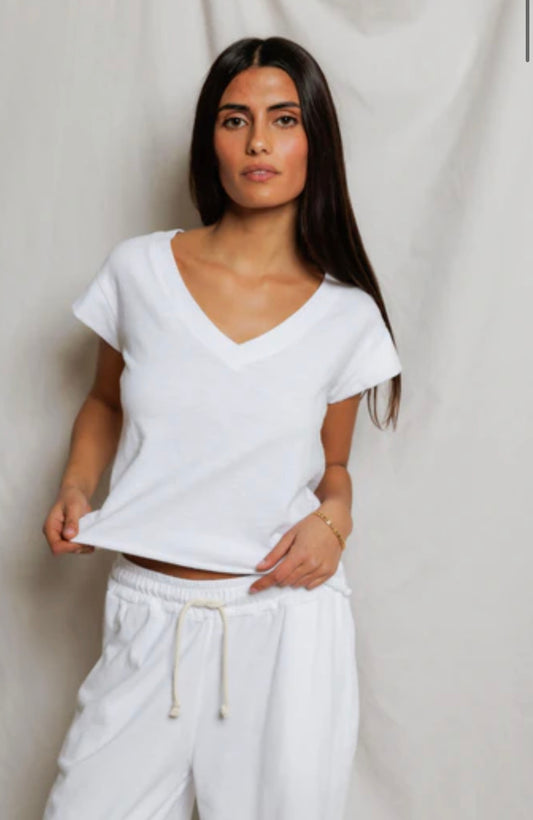 Perfect White Tee Pearl Jersey V Neck