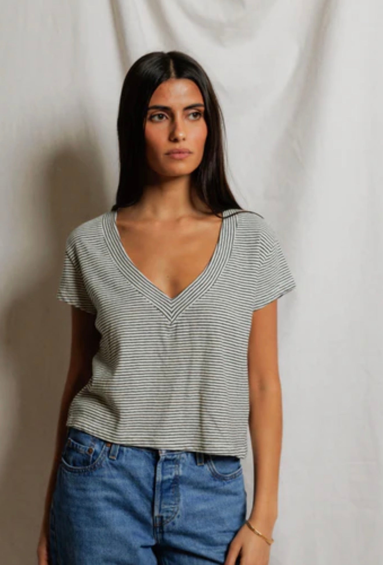 Perfect White Tee Val Stripe
