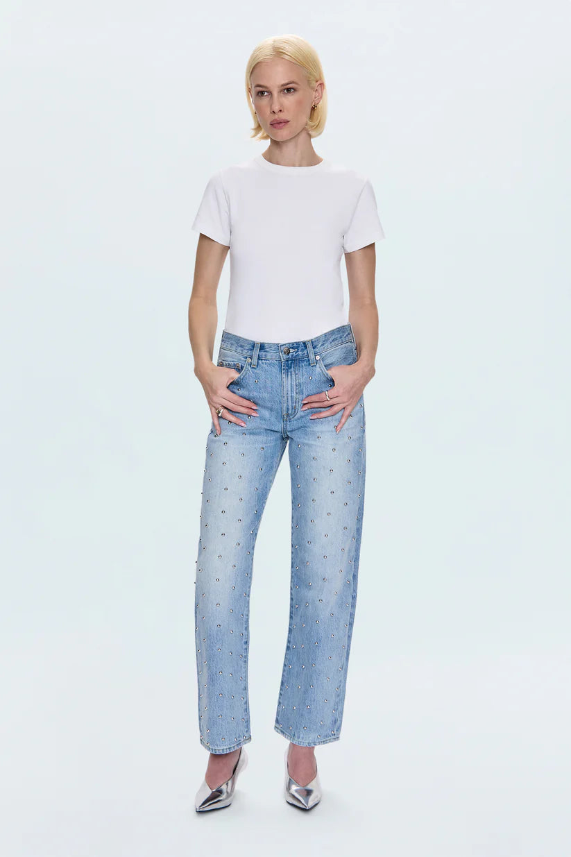 Pistola Lexi Mid Rise Bowed Straight Leg