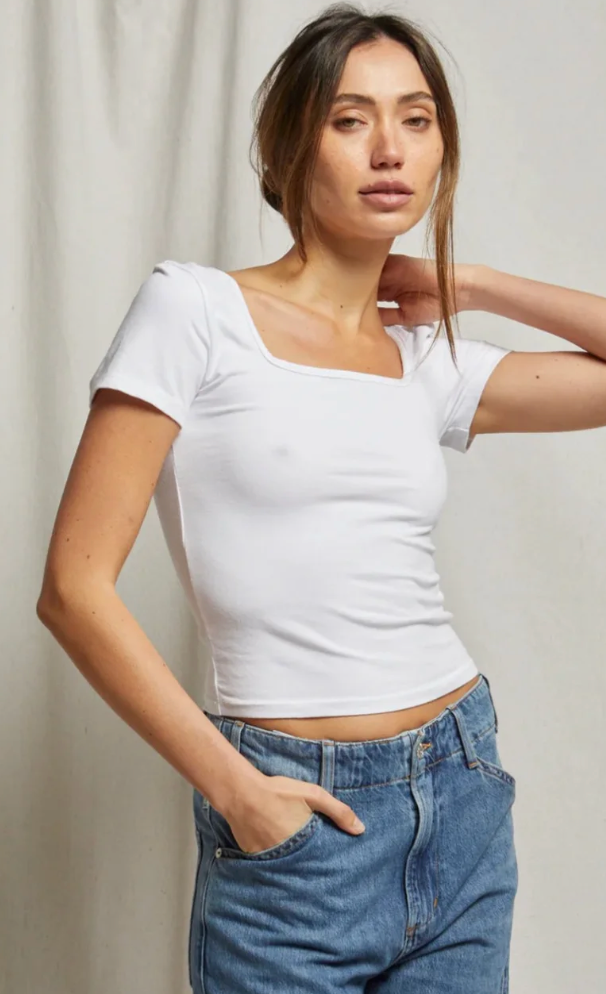 Perfect White Tee Rikki 90's Jersey Square Neck
