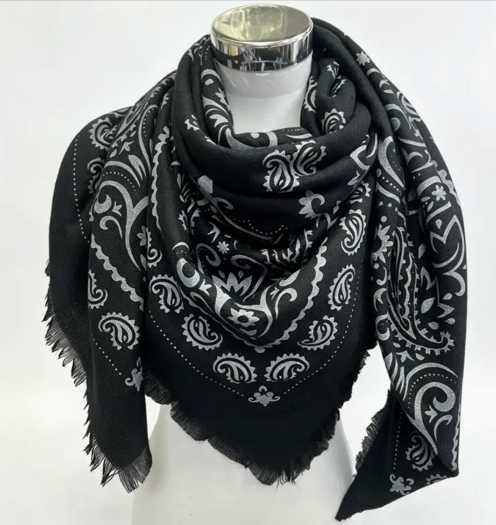 Oversized Square Bandana Print Scarf