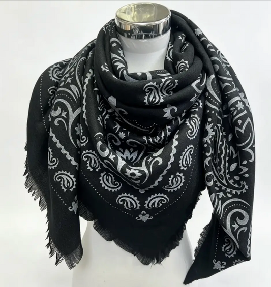 Oversized Square Bandana Print Scarf