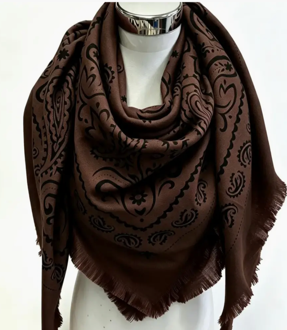 Oversized Square Bandana Print Scarf
