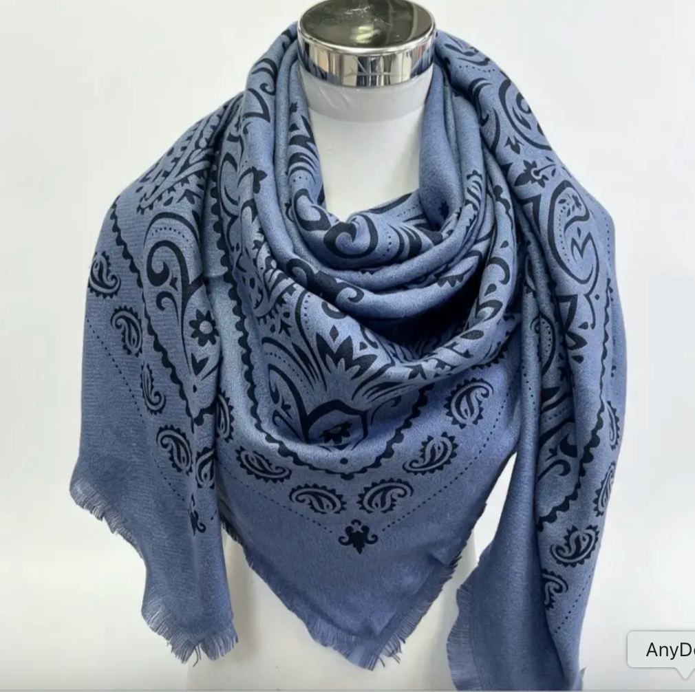 Oversized Square Bandana Print Scarf